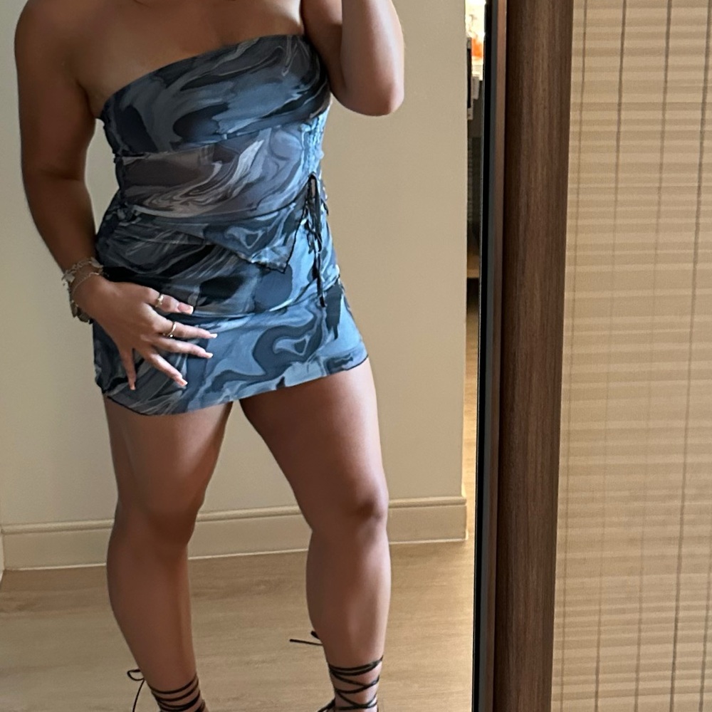 Strapless Camouflage Two Piece
